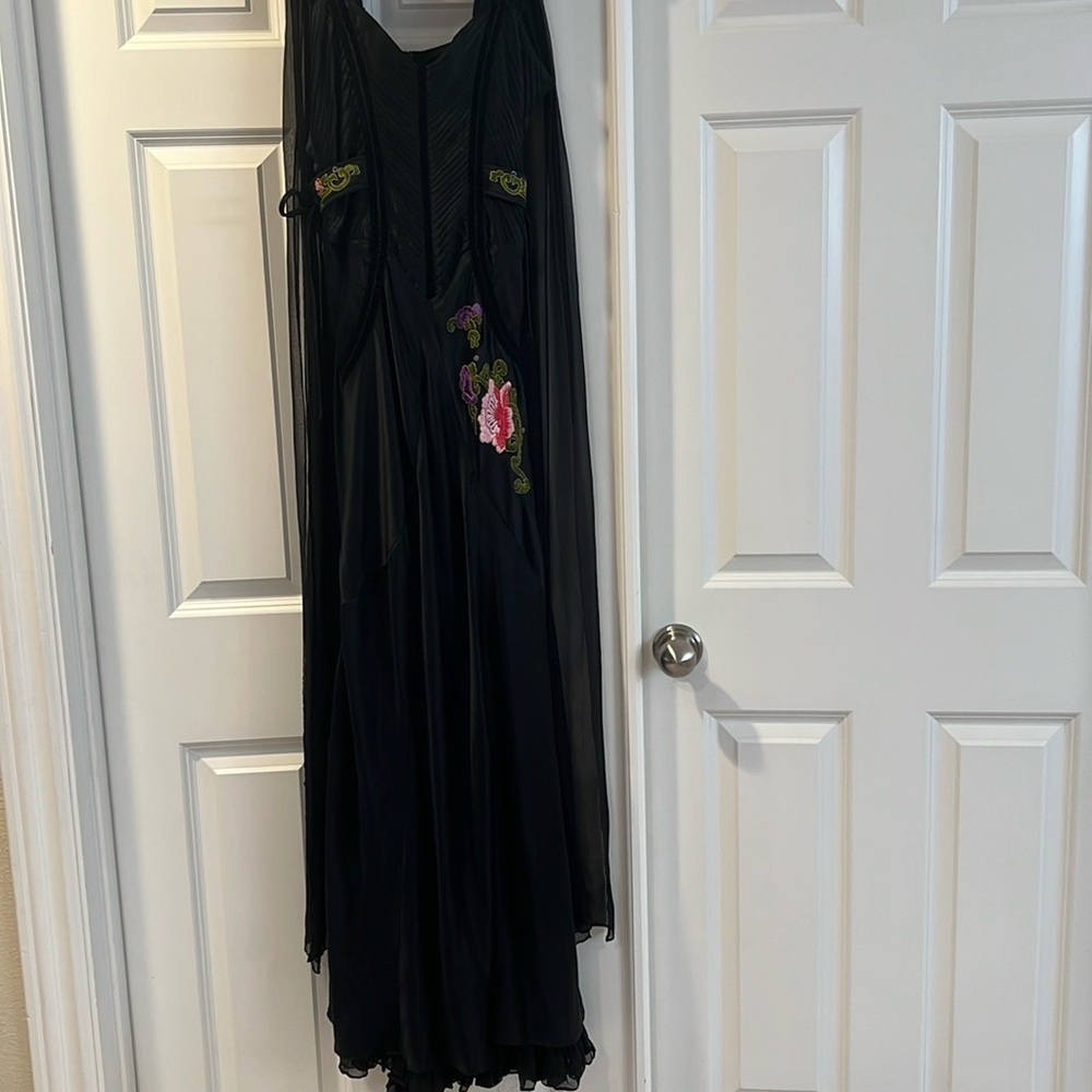Maggie Walt silk hand embroidered Edith Black Dress